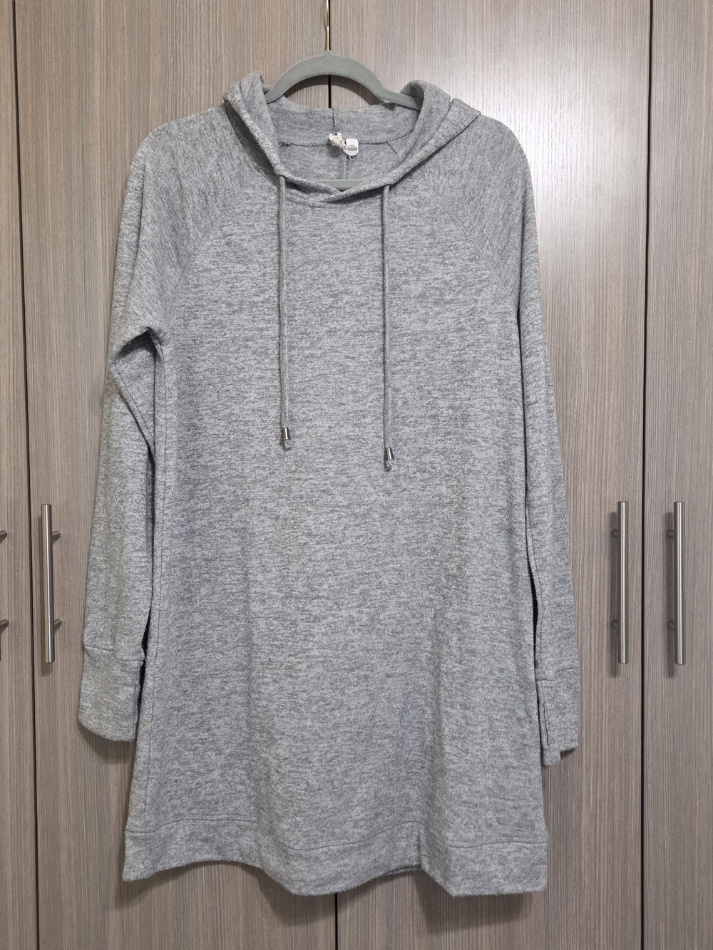 Women's Gray Hooded Knit Sweater Dress